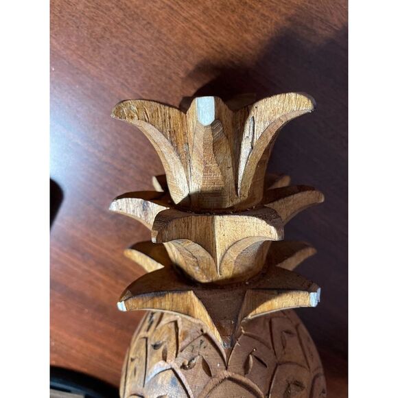 Hand Carved Pineapple Tabletop Statue Décor 9.75 Inches High - Picture 6 of 6